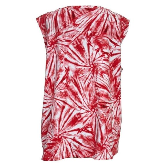 Rafaella Red Tie-Dye V-Neck Laced Front Top Sz 3X Cotton Sleeveless NEW - Picture 5 of 7